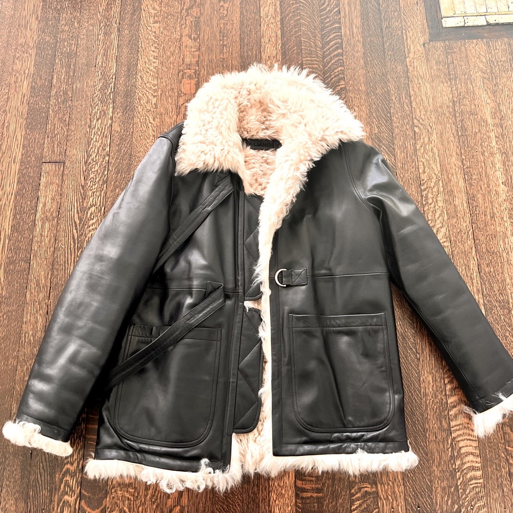 BRAND NEW SANDY LIANG INES SHEARLING LEATHER REVERSIBLE COAT , NEVER WORN W TAGS